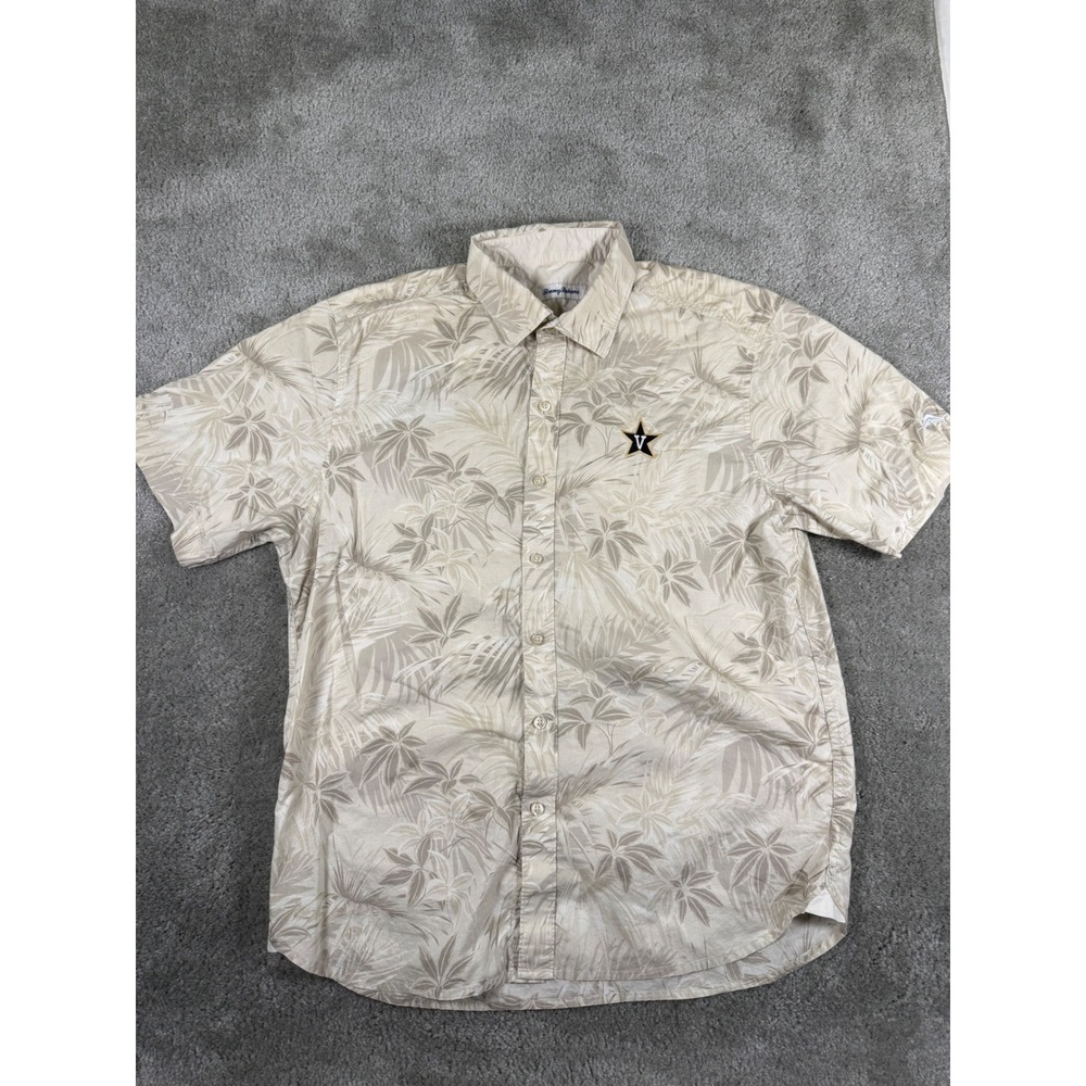 Tommy Bahama Vanderbilt Commodores Pima Cotton Palm Print Shirt Mens Medium Tan